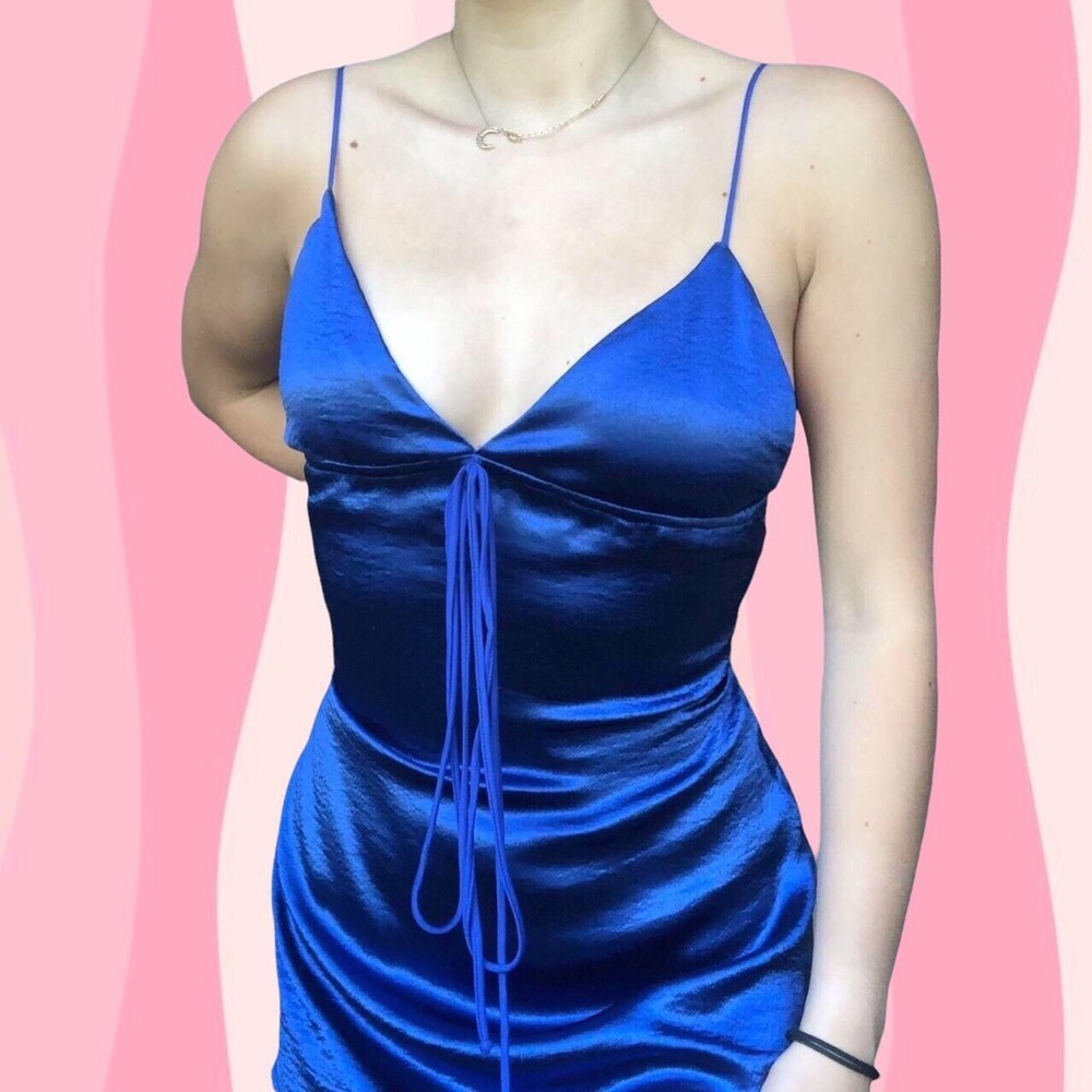 royal blue satin dress!
